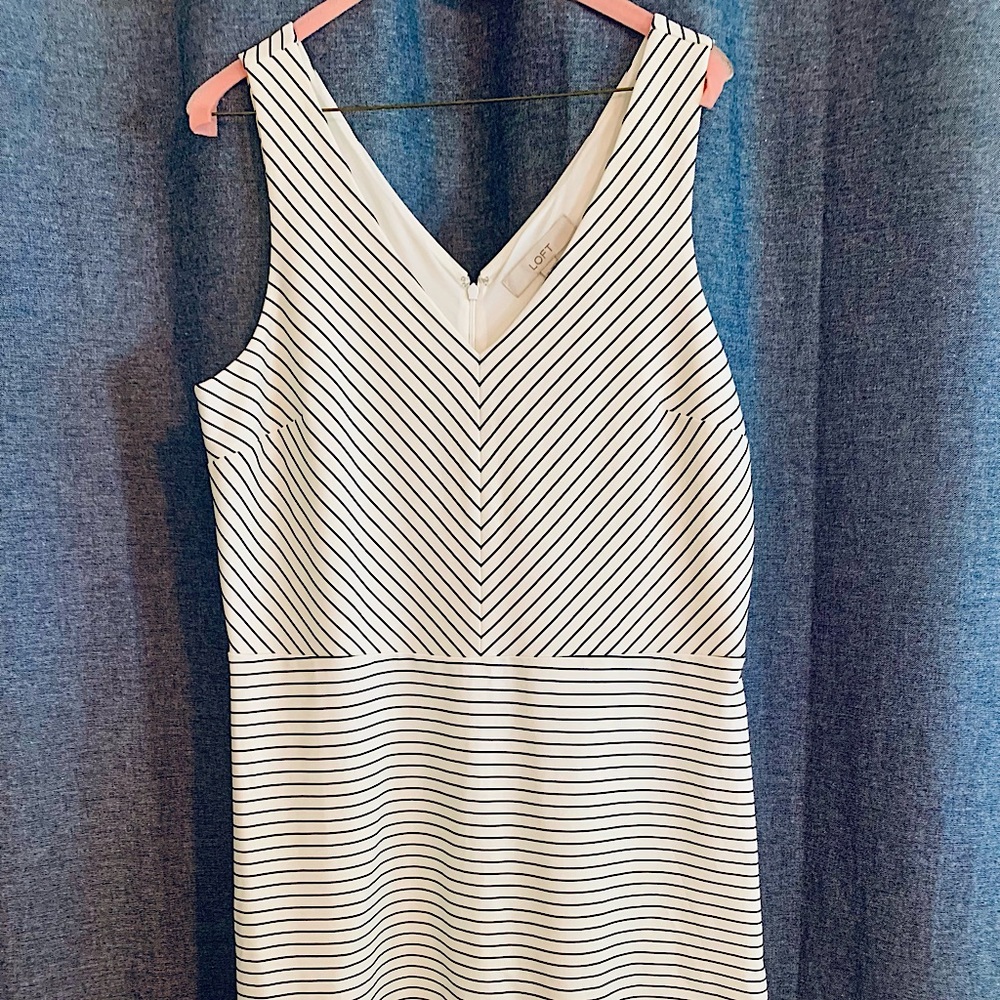 NEW never worn white/black striped v neck dress